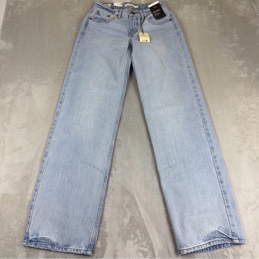 Levi's Premium Low Loose Jeans Women's Sz 25x34 Light Wash Straight Leg Cotton